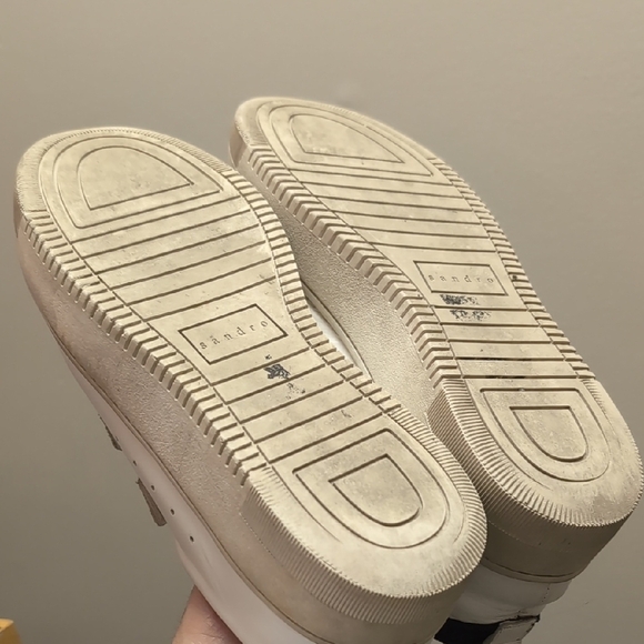 Sandro White Leather Velcro Sneakers - Picture 7 of 10